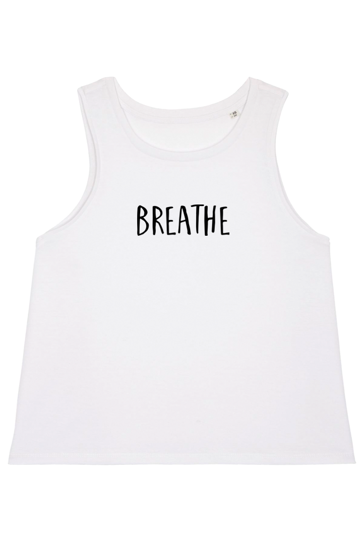 Weißes Dancer Top mit Motiv BREATHE