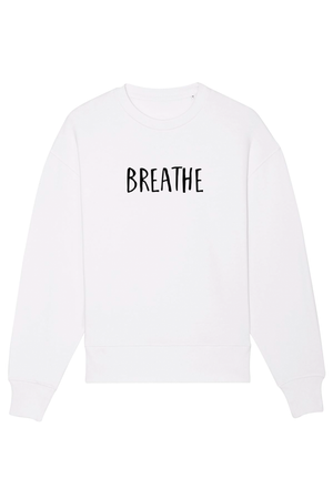 Serene Blue Oversized Sweater mit Motiv BREATHE