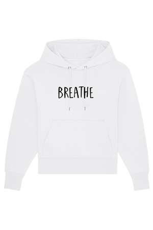 Weißes oversized Hoodie mit Motiv BREATHE