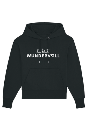 Black Oversized Hoodie mit Motiv DU BIST WUNDERVOLL