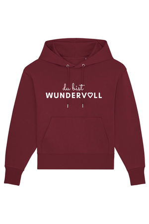 Burgundy Oversized Hoodie mit Motiv DU BIST WUNDERVOLL