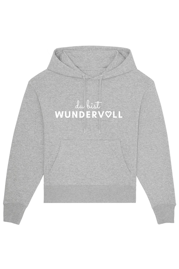 Heather Grey Oversized Hoodie mit Motiv DU BIST WUNDERVOLL