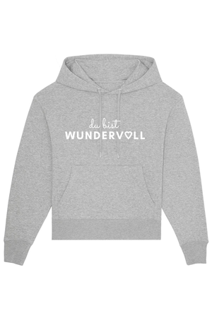 Heather Grey Oversized Hoodie mit Motiv DU BIST WUNDERVOLL