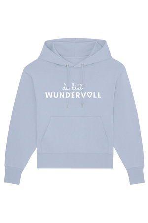 Serene Blue Oversized Hoodie mit Motiv DU BIST WUNDERVOLL