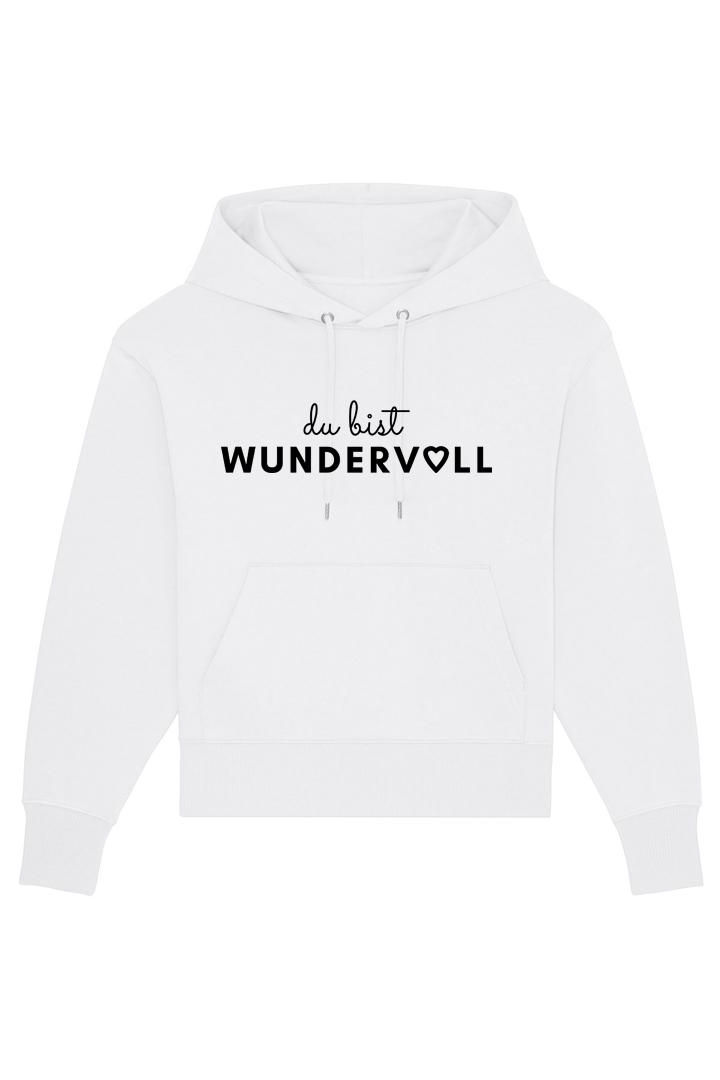 White Oversized Hoodie mit Motiv DU BIST WUNDERVOLL