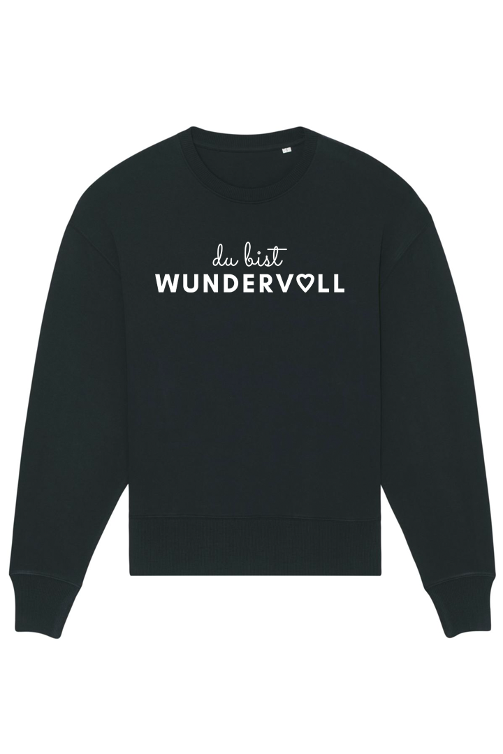 Black Oversized Sweater mit Motiv DU BIST WUNDERVOLL