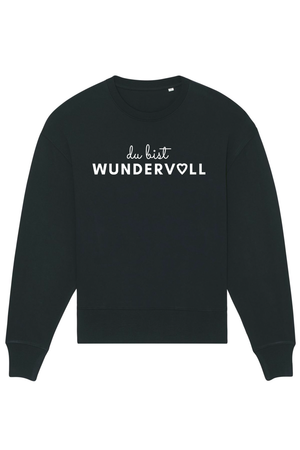 Black Oversized Sweater mit Motiv DU BIST WUNDERVOLL