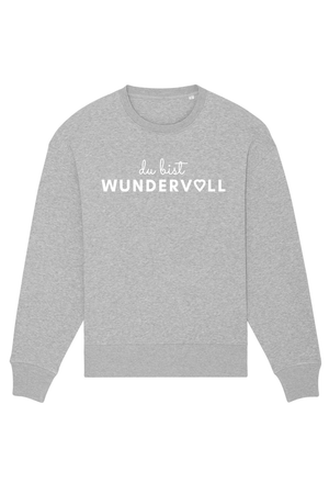 Heather Grey Oversized Sweater mit Motiv DU BIST WUNDERVOLL