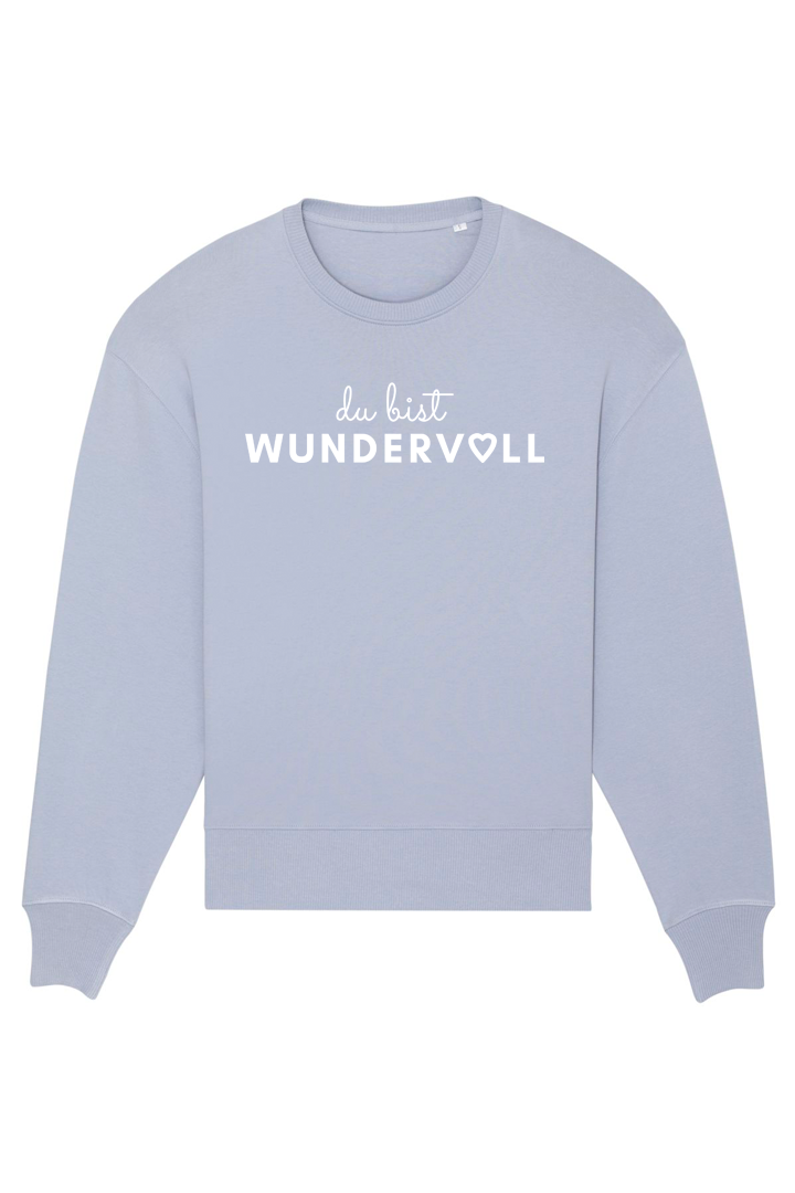 Serene Blue Oversized Sweater mit Motiv DU BIST WUNDERVOLL