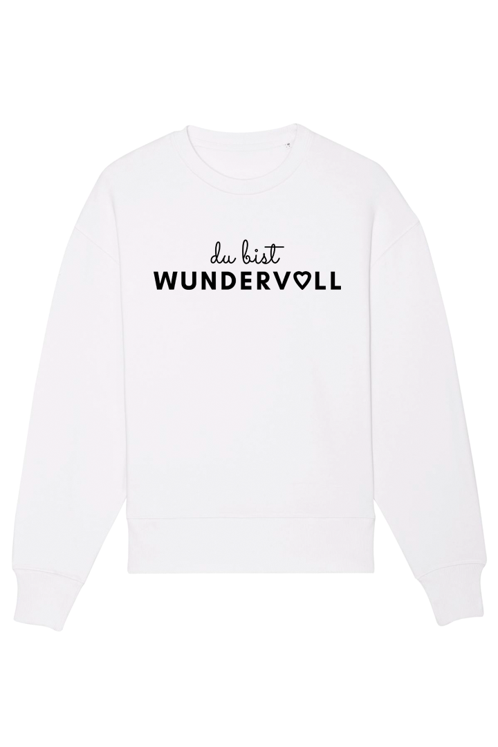 White Oversized Sweater mit Motiv DU BIST WUNDERVOLL