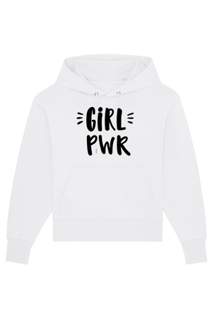 Weißer Oversized Hoodie mit Motiv GIRL PWR