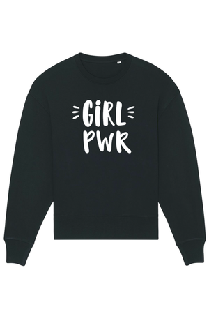 Black Oversized Sweater mit Motiv GIRL PWR