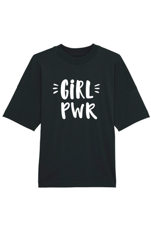 Schwarzes Oversized T-Shirt mit Motiv GIRL PWR