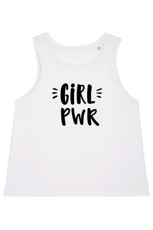 Weißes Dancer Top mit Motiv GIRL PWR