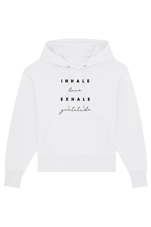 Weißer Oversized Hoodie mit Motiv INHALE EXHALE