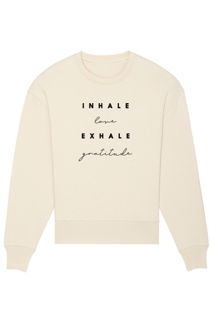 Natural Raw Oversized Sweater mit Motiv INHALE EXHALE