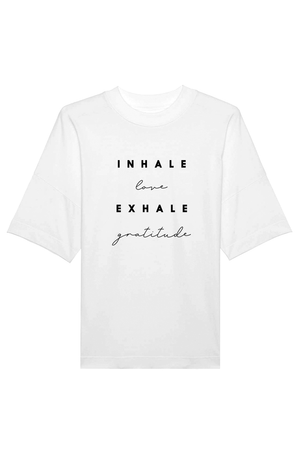 Natural Raw Oversized T-Shirt mit Motiv INHALE EXHALE