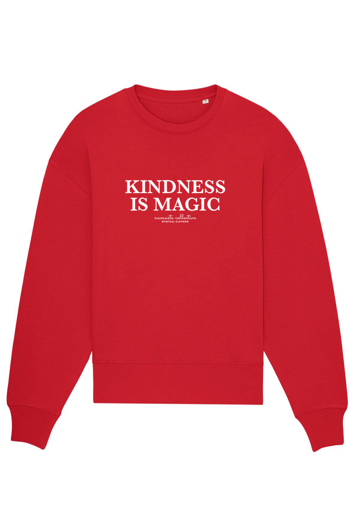 Red Oversized Sweater mit Motiv KINDNESS IS MAGIC