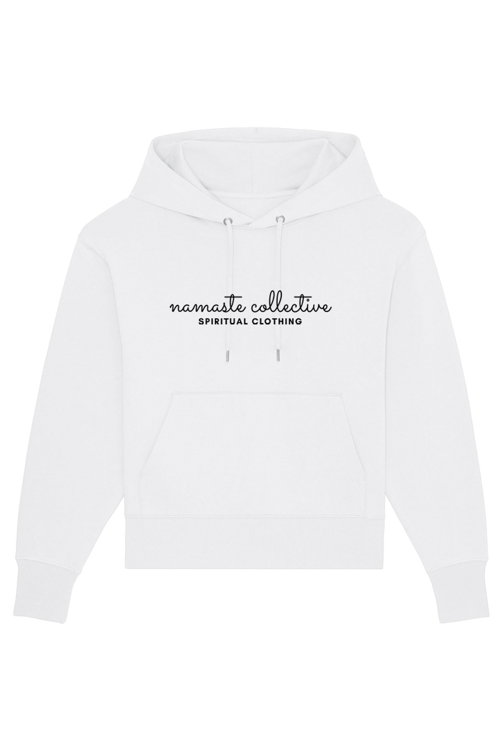 Weißer Oversized Hoodie mit Motiv NAMASTE COLLECTIVE