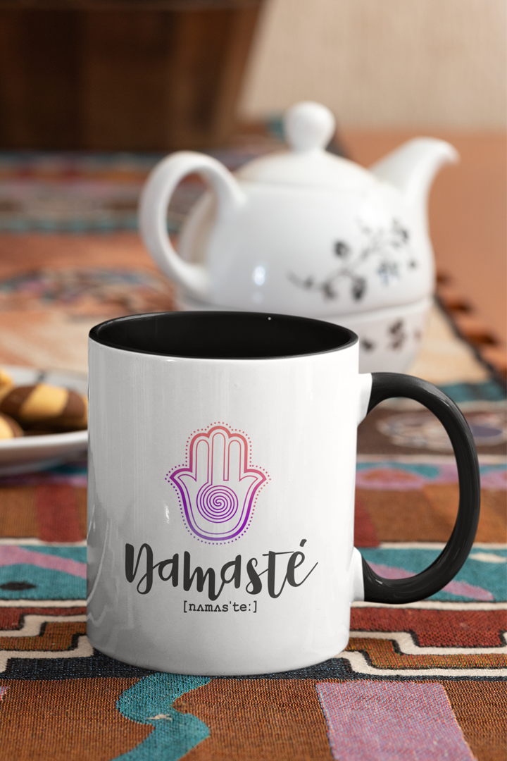 Mockup Tasse mit Motiv NAMASTE