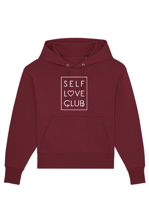 Burgundy Oversized Hoodie mit Motiv SELF LOVE CLUB