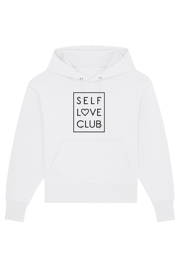 White Oversized Hoodie mit Motiv SELF LOVE CLUB