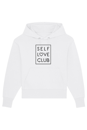 White Oversized Hoodie mit Motiv SELF LOVE CLUB