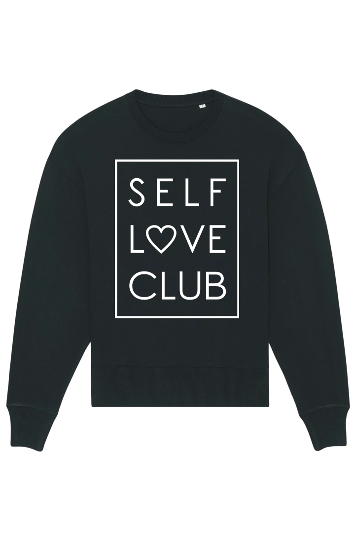 Black Oversized Sweatshirt mit Motiv SELF LOVE CLUB