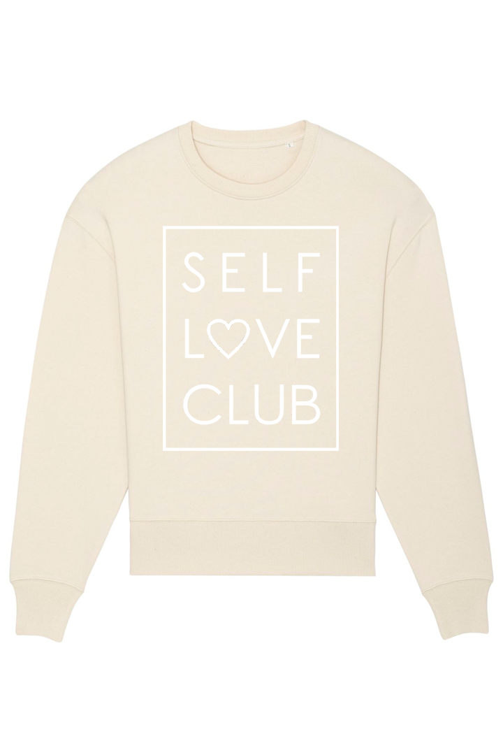 Natural Raw Oversized Sweatshirt mit Motiv SELF LOVE CLUB