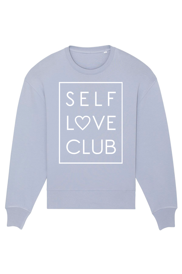 Serene Blue Oversized Sweatshirt mit Motiv SELF LOVE CLUB