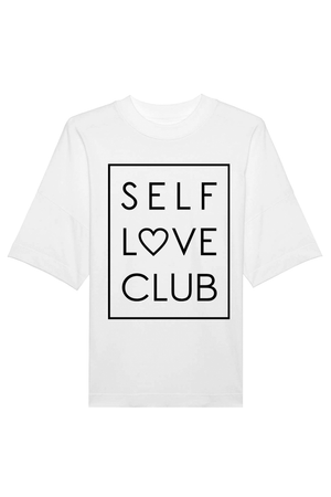 Weißes Oversized T-Shirt mit Motiv SELF LOVE CLUB