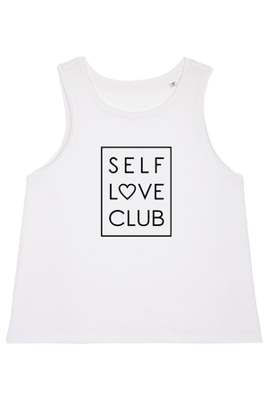 White Dancer Top mit Motiv SELF LOVE CLUB