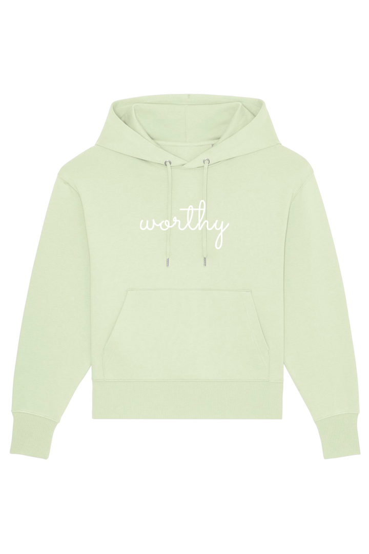 Stem Green Oversized Hoodie mit Motiv WORTHY