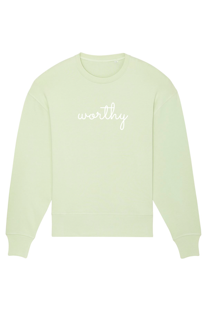 Stem Green Oversized Sweatshirt mit Motiv WORTHY