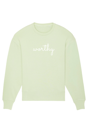 Stem Green Oversized Sweatshirt mit Motiv WORTHY