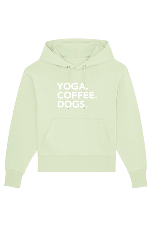 Stem Green Oversized Hoodie mit Motiv YOGA COFFEE DOGS