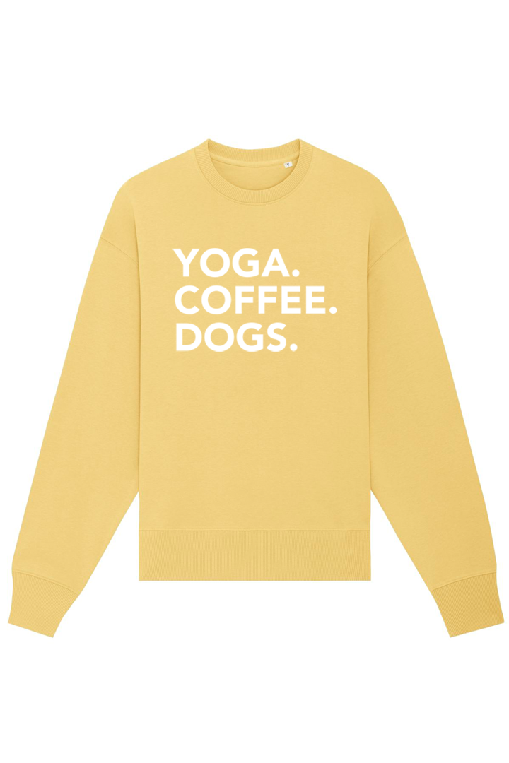 Jojoba Oversized Sweatshirt mit Motiv YOGA COFFEE DOGS