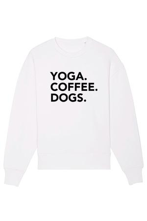 Stem Green Oversized Sweatshirt mit Motiv YOGA COFFEE DOGS