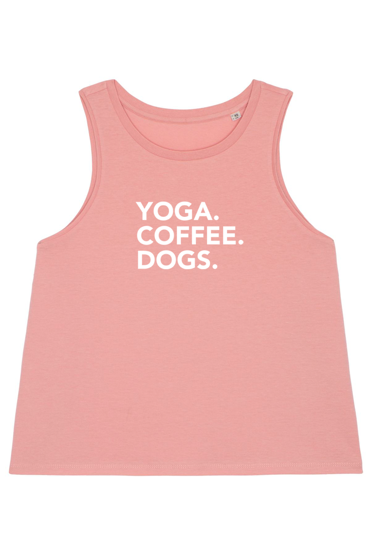 Canyon Pink mit Motiv YOGA COFFEE DOGS