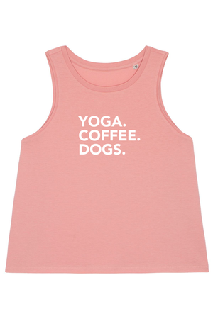 Canyon Pink mit Motiv YOGA COFFEE DOGS