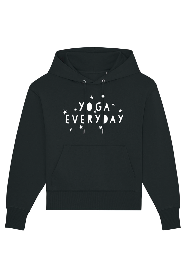 Black Oversized Hoodie mit Motiv YOGA EVERYDAY