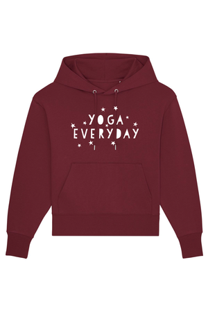 Burgundy Oversized Hoodie mit Motiv YOGA EVERYDAY