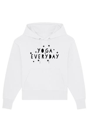 White Oversized Hoodie mit Motiv YOGA EVERYDAY