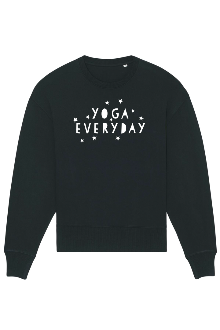 Black Oversized Sweater mit Motiv YOGA EVERYDAY