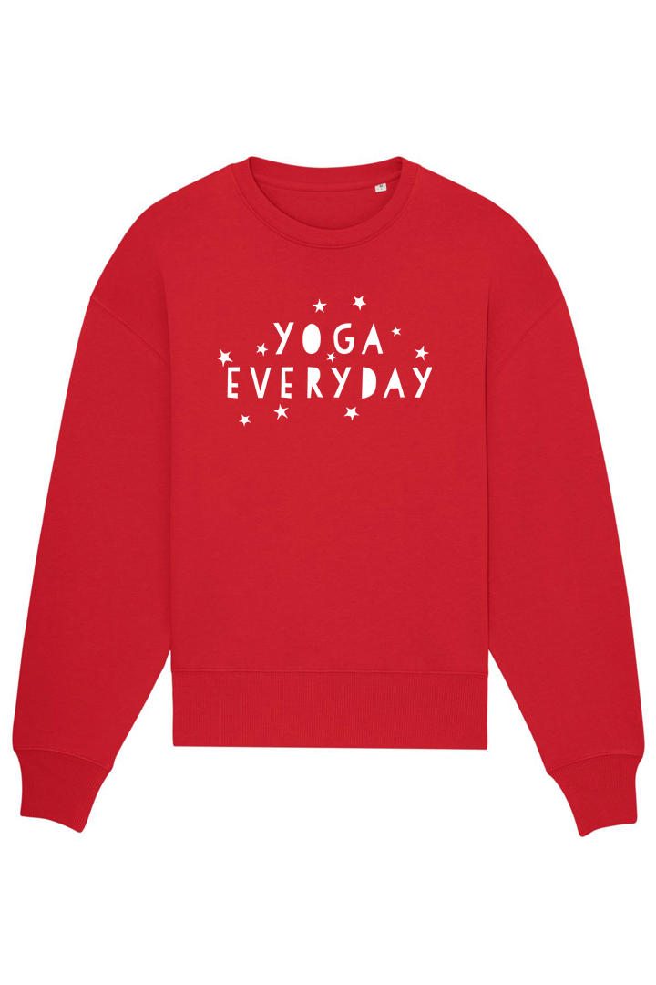 Red Oversized Sweater mit Motiv YOGA EVERYDAY