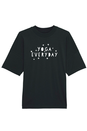 Black Oversized T-Shirt mit Motiv YOGA EVERYDAY