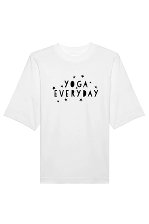 White Oversized T-Shirt mit Motiv YOGA EVERYDAY