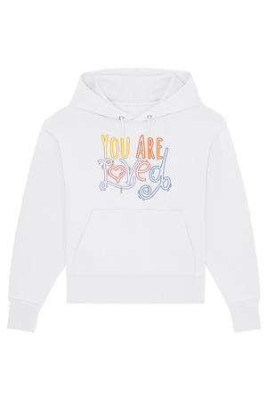 White Oversized Hoodie mit Motiv YOU ARE LOVED