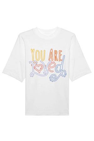 White Oversized T-Shirt mit Motiv YOU ARE LOVED