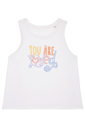 White Oversized Top mit Motiv YOU ARE LOVED